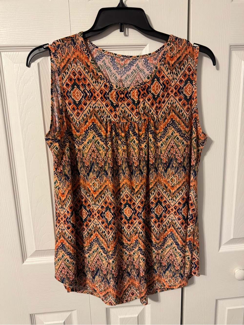 Sunnegoo - Women's Orange Geometric Sleeveless Tank Top